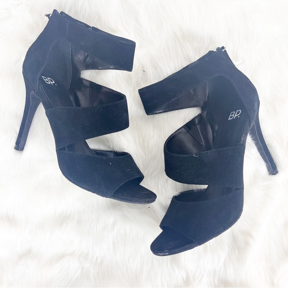 BP Black Suede Strappy Heels size 7